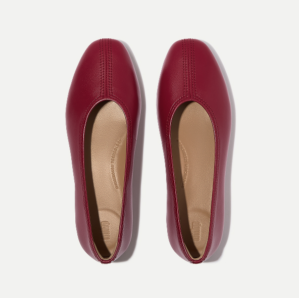 DELICATO High-Cut Soft-Leather Ballerinas Berry