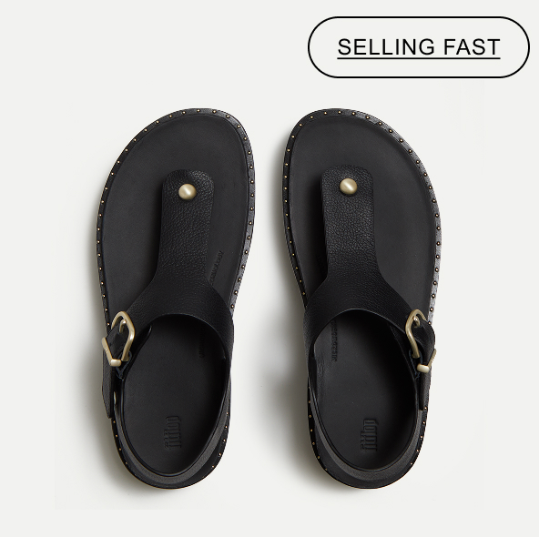 GEN-FF Max Buckle Tumbled-Leather Toe-Post Sandals