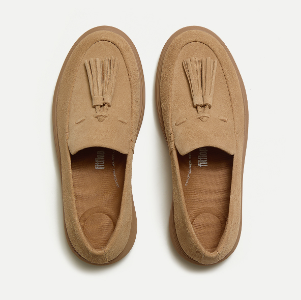IQ-COMFF SUEDE TASSEL LOAFERS - Camel