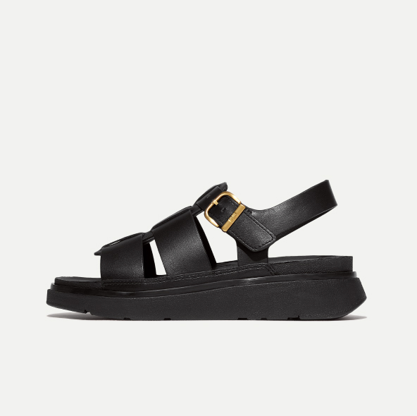 GEN-FF Leather Fisherman Sandals All Black