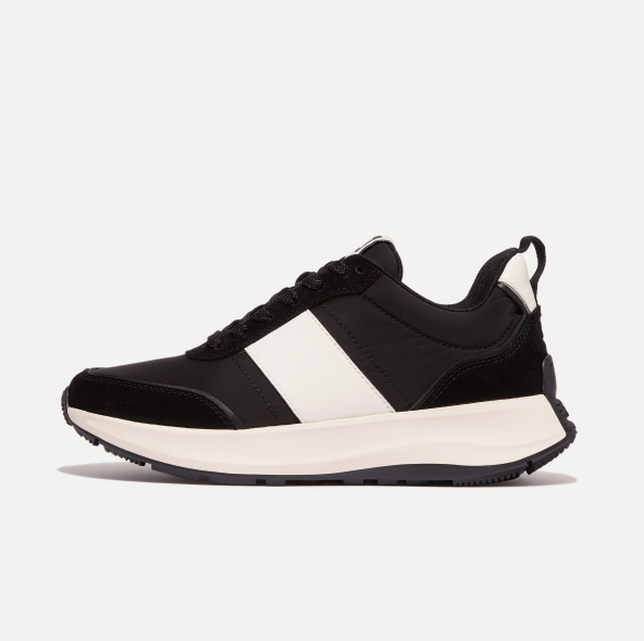 F-MODE Flow Fabric/Suede/Leather Flatform Sneakers Urban Black Image