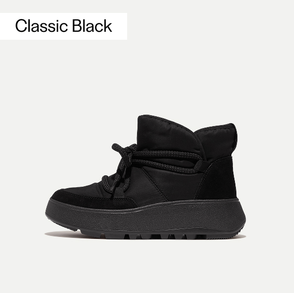 F-MODE Water-Resistant Fleece-Lined Mesh Flatform Laced Booties