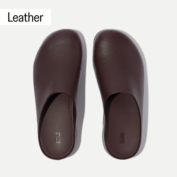 SHUV Tumbled-Leather Clogs Brown