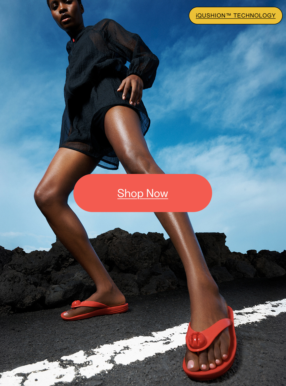 IQUSHION Glossy-Button Flip-Flops Hero