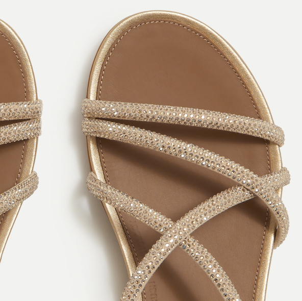 GRACIE Crystal Strappy Back-Strap Sandals Platino