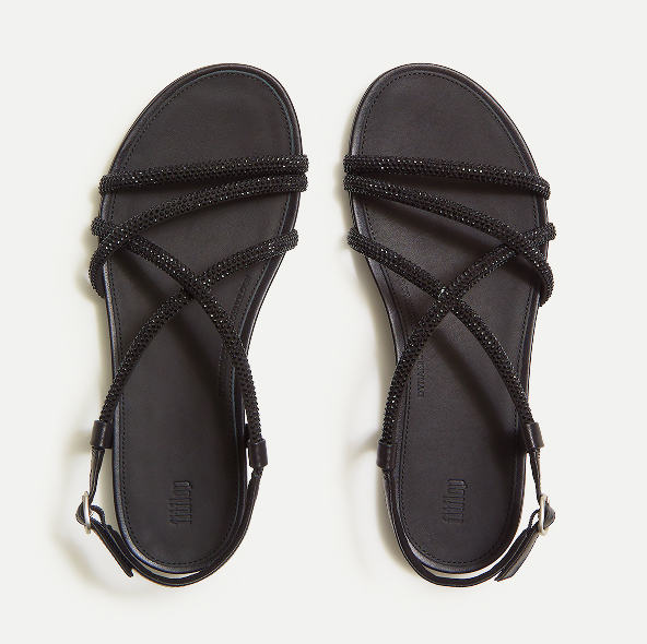 GRACIE Crystal Strappy Back-Strap Sandals Black