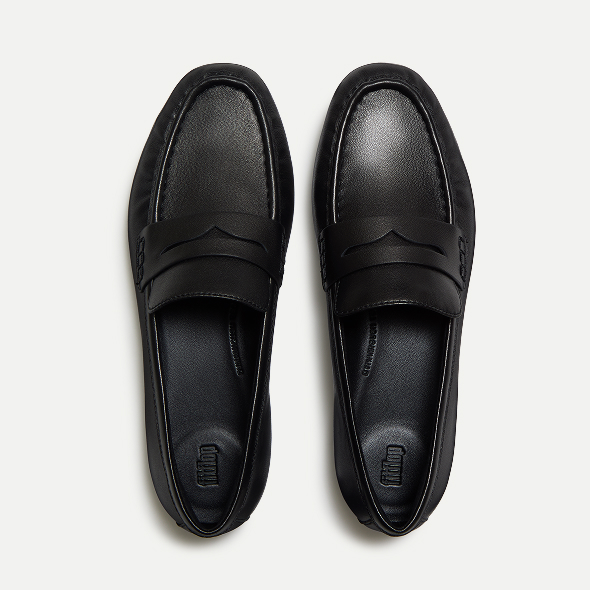 DELICATO Leather Loafers - All Black