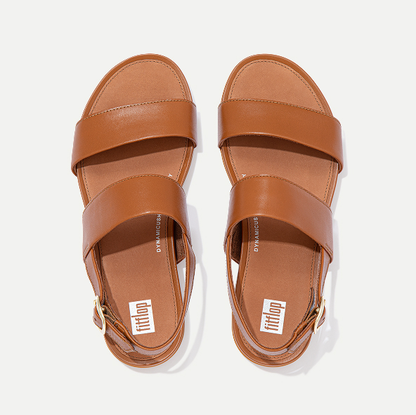 GRACIE Leather Back-Strap Sandals Light Tan Image