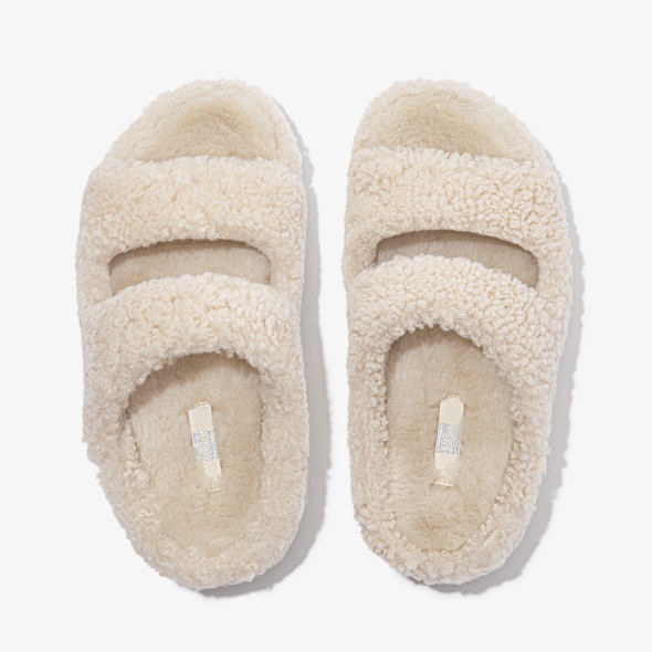 Shuv Two-Bar Shearling Slides Ivory Image