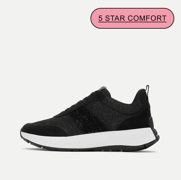 F-MODE Flow Crystal Denim/Suede Sneakers