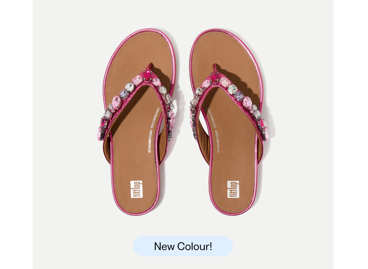 GRACIE Jewel-Deluxe Metallic-Leather Flip-Flops Metallic Wild Raspberry Image