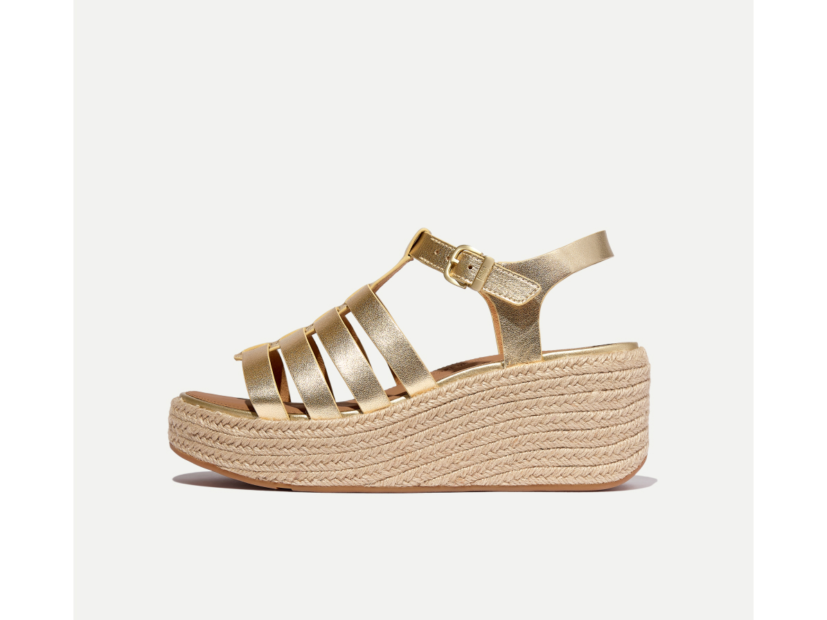 PLATFFORMS Espadrille Metallic-Leather Fisherman Wedge Sandals Image