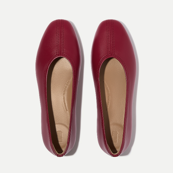 DELICATO High-Cut Metallic Soft-Leather Ballerinas Berry