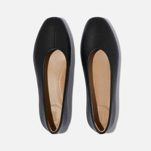 DELICATO High-Cut Metallic Soft-Leather Ballerinas Black