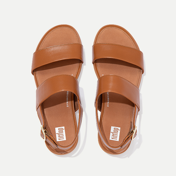 GRACIE Leather Back-Strap Sandals - Tan