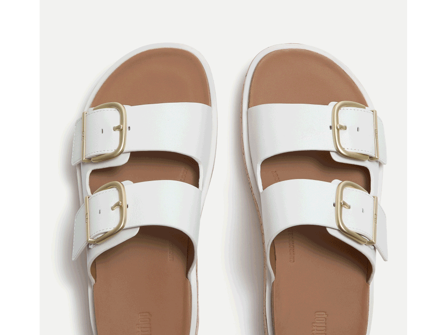 GEN-FF Max Buckle Metallic-Leather/Cork Two-Bar Slides