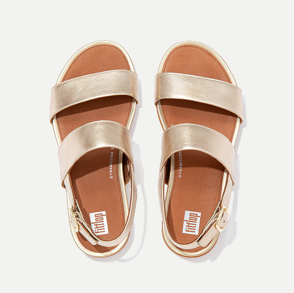 GRACIE Metallic Leather Back-Strap Sandals - Platino