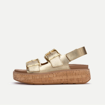 GEN-FF Max Buckle Leather/Cork Back-Strap Sandals Tan