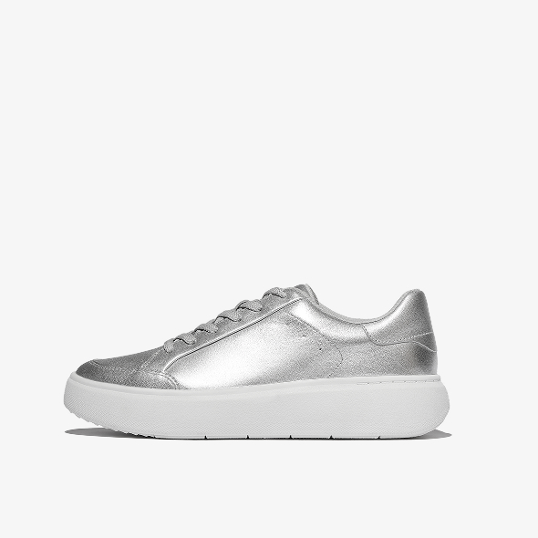 RTG Metallic-Leather Sneakers Silver Image