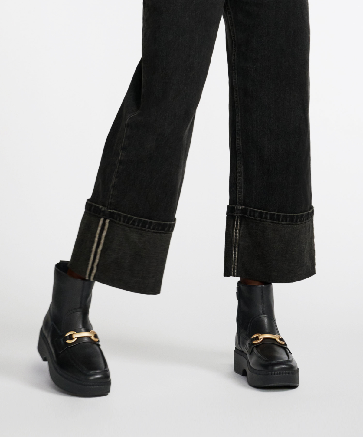 F-Luma Chunky-Snaffle Leather Demi-Wedge Ankle Boots Image