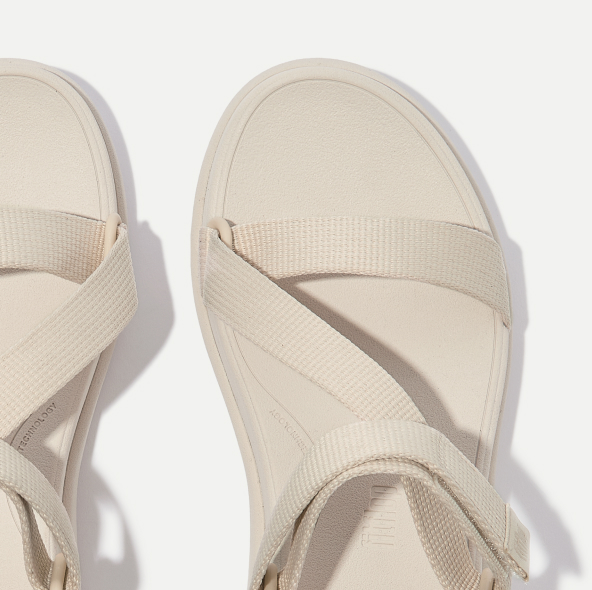F-MODE Go Adjustable Webbing Z-Strap Sandals Beige