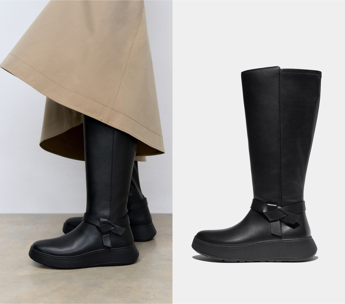 F-Mode Folded-Knot Flatform Tall Stretch Boots Image