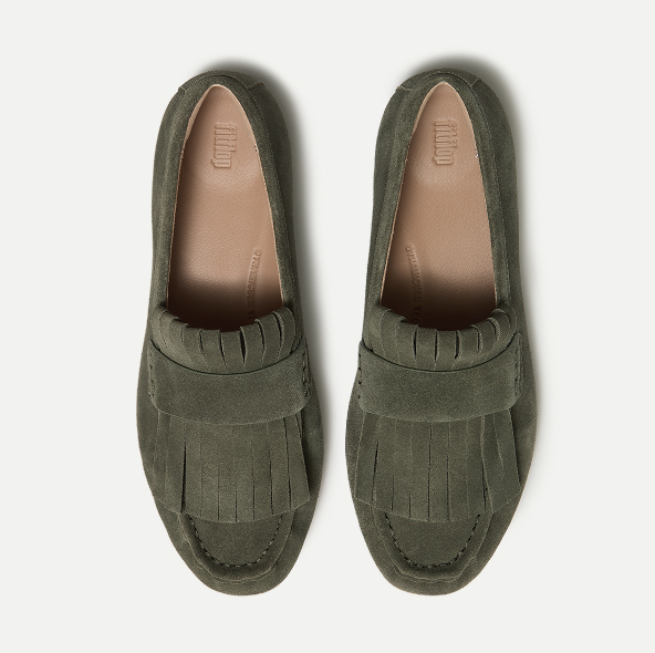 DELICATO Suede Loafers - Deep Olive