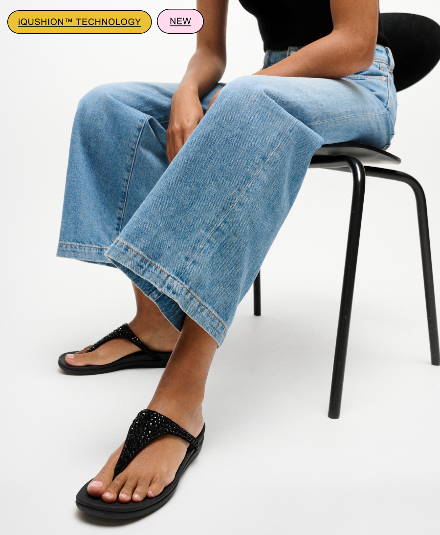 SOLAY Mixed-Crystal Toe-Post Sandals - Black
