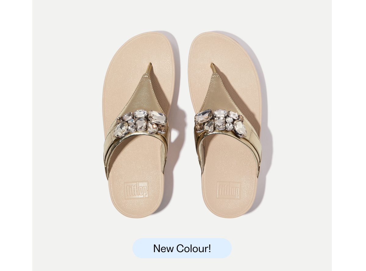 LULU Jewel-Deluxe Metallic-Leather Toe-Post Sandals Image