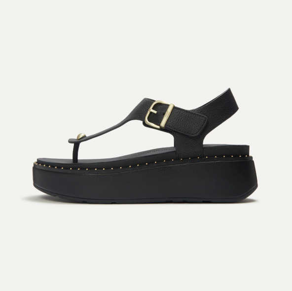GEN-FF Max Buckle Tumbled-Leather Toe-Post Sandals