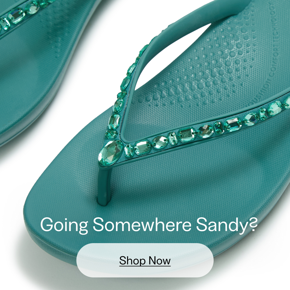 IQUSHION Multi-Crystal Ergonomic Flip-Flops Teal