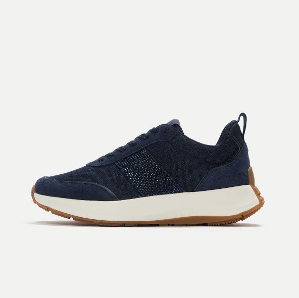 F-MODE Flow Crystal Denim/Suede Sneakers