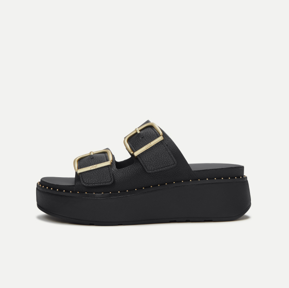 GEN-FF Max Buckle Tumbled-Leather Two-Bar Slides