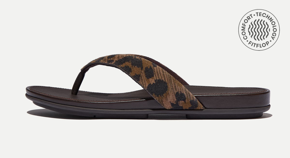 GRACIE Leopard Suede Flip-Flops Tech Image