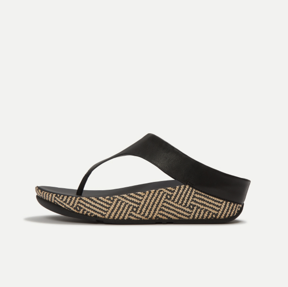 LULU Lux Graphic-Weave Leather Toe-Post Sandals