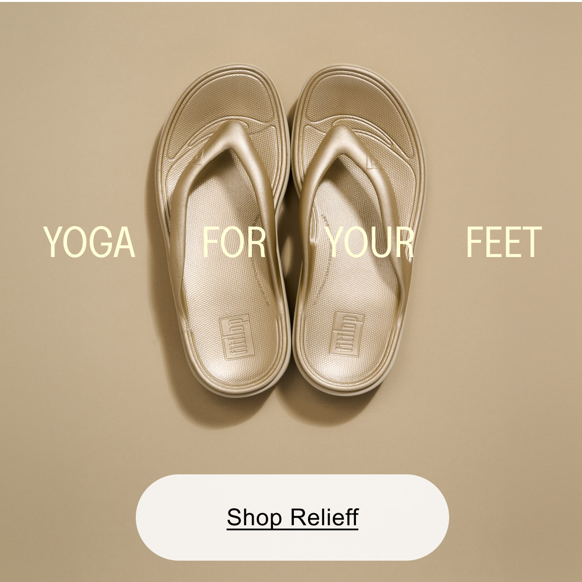 RELIEFF Metallic Recovery Toe-Thongs Sandals - Gold