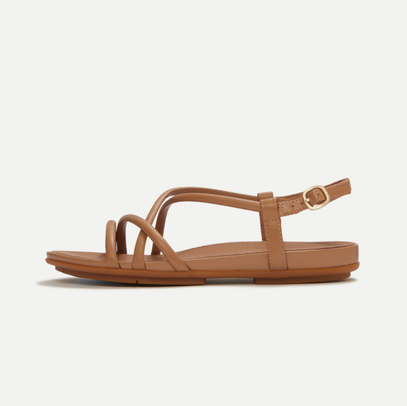 GRACIE Leather Strappy Back-Strap Sandals Tan