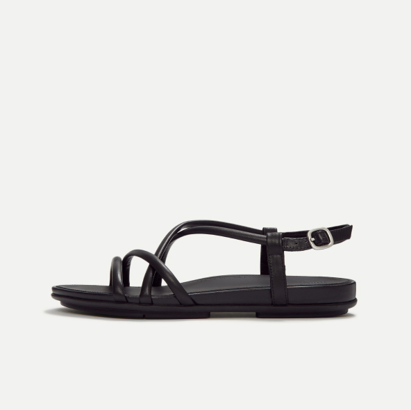GRACIE Leather Strappy Back-Strap Sandals Black