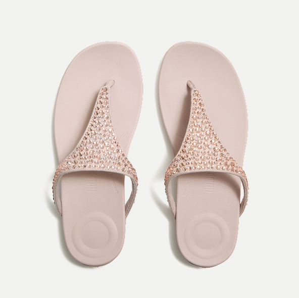 SOLAY Mixed-Crystal Toe-Post Sandals - Warm Rose