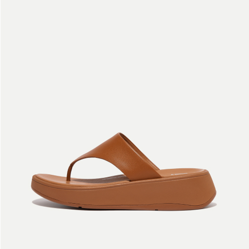 F-MODE Leather Flatform Toe-Post Sandals