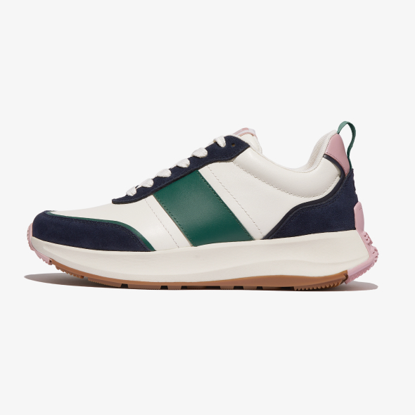 F-Mode Flow Leather/Suede Flatform Trainers Navy Mix