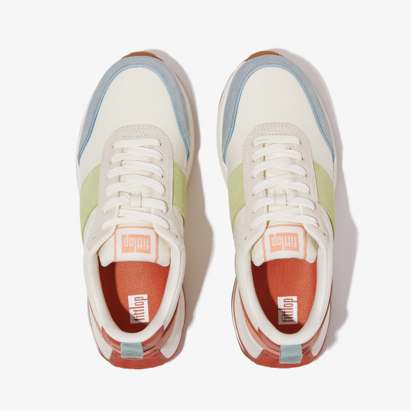 F-Mode Flow Suede-Mix Flatform Trainers Apricot Mix