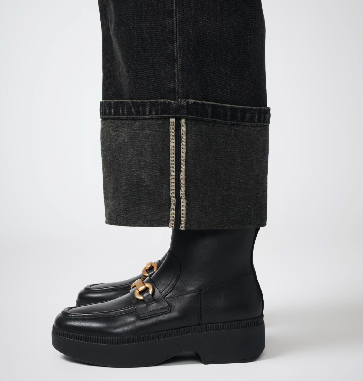 F-Luma Chunky-Snaffle Leather Demi-Wedge Ankle Boots Image