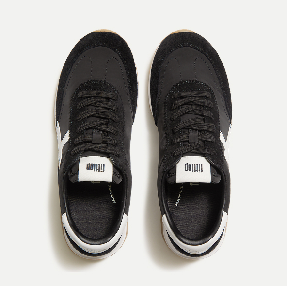 RETRO-Q Fabric/Suede Trainers - Black