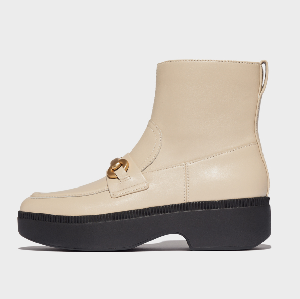 F-Luma Chunky-Snaffle Leather Demi-Wedge Ankle Boots Image