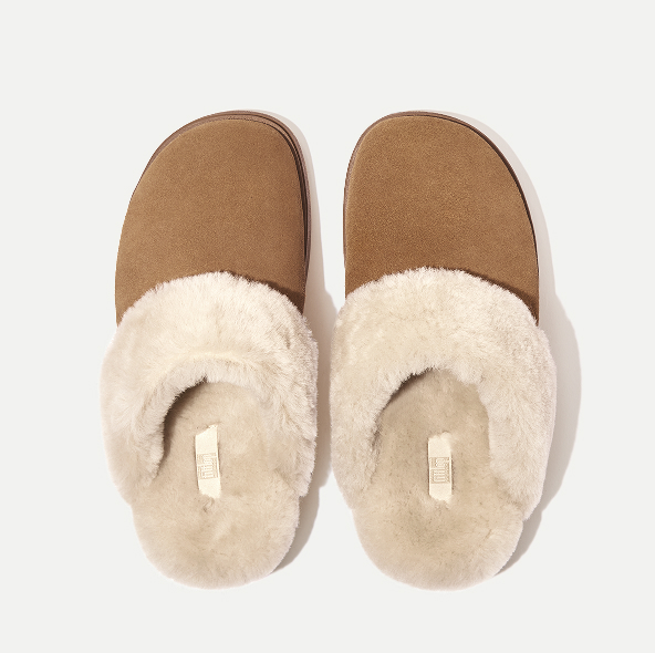 GEN-FF Shearling Suede Slippers Desert Tan Image