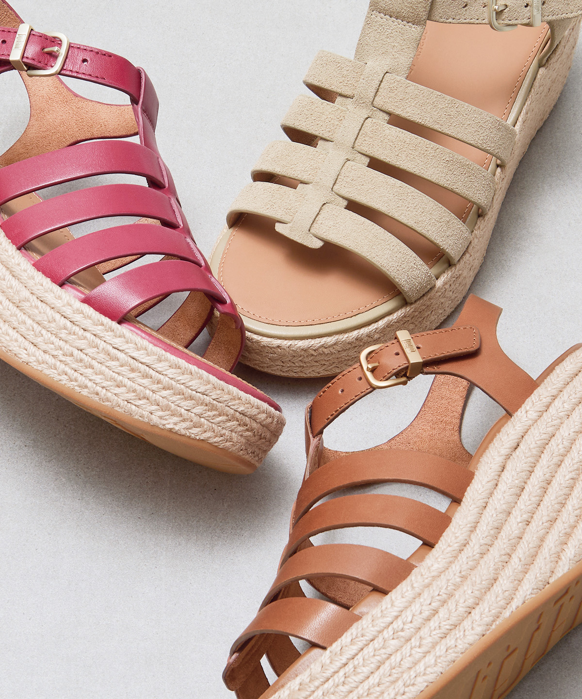 PLATFFORMS Espadrille Leather Fisherman Wedge Sandals