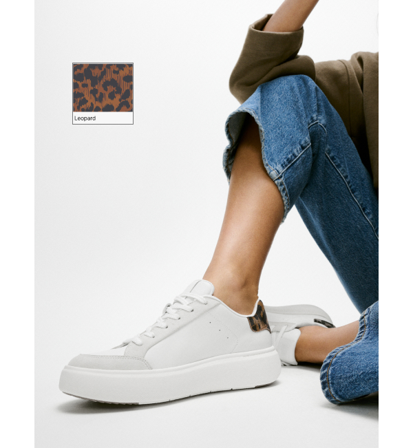 RTG Leopard-Backtab Leather/Suede Trainers Image