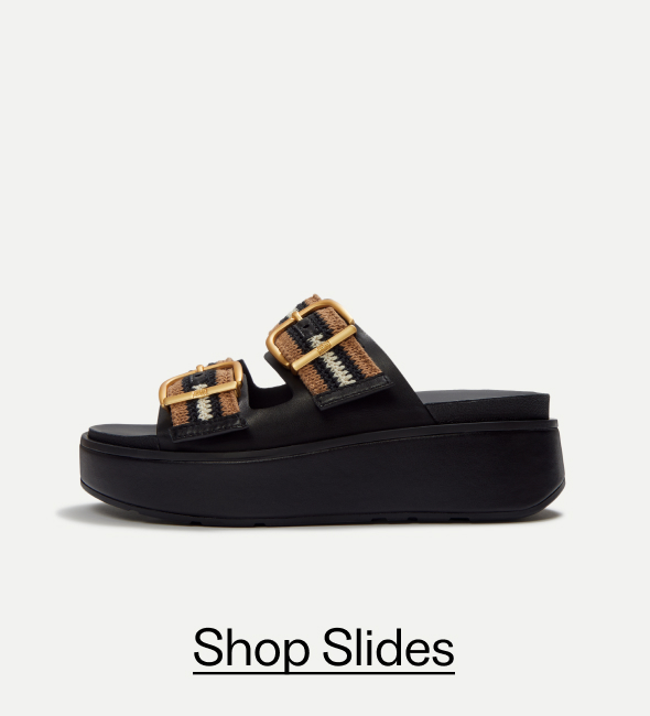 GEN-FF Buckle Two-Bar Leather Slides - Light Tan