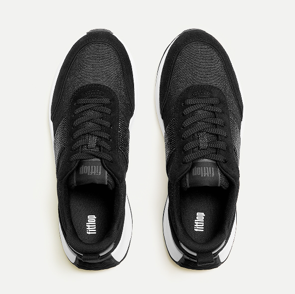 F-MODE Flow Crystal Denim/Suede Trainers Black Image